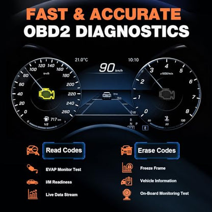 BT529 Bluetooth OBD2 Scanner & Car Battery Tester,2-in-1 Car Diagnostic Tool for iPhone & Android, Check Engine Code Reader,Performance Test, Trip Analysis, 12V Battery Analyzer for All 1996+ Vehicles