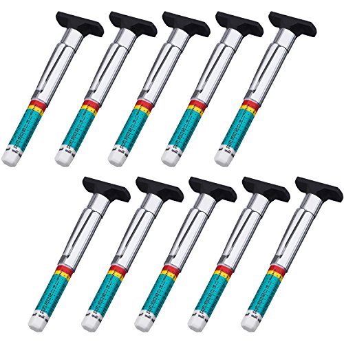 Pangda 10 Pack Tire Tread Depth Gauge Smart Color Coded Tyre Tread Depth Measuring Tool in 1/32 Inch Tire Wear Gauge for Car Semi Truck