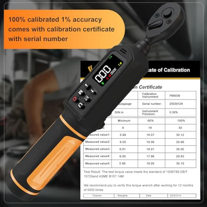 Uharbour 1/4" Drive Digital Torque Wrench 1.1-22.1 Ft-lbs/1.5-30Nm | ±1% Accuracy Electric Wrench, Dual Direction Ratchet, Vibration & LED Alert - size: 1/4" Drive 1.1-22.1 Ft-lbs
