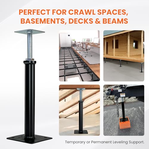 (6-Pack) 11"-16" House Floor Jacks for Leveling, 6,600 lbs Heavy Duty Adjustable Jack Post, Galvanized & Painted Permanent Basement Support Posts for Crawl Space, Joists, Beams and Foundations - size: 11‘’-16‘’（6 pack）