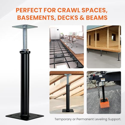 (6-Pack) 11"-16" House Floor Jacks for Leveling, 6,600 lbs Heavy Duty Adjustable Jack Post, Galvanized & Painted Permanent Basement Support Posts for Crawl Space, Joists, Beams and Foundations - size: 11‘’-16‘’（6 pack）