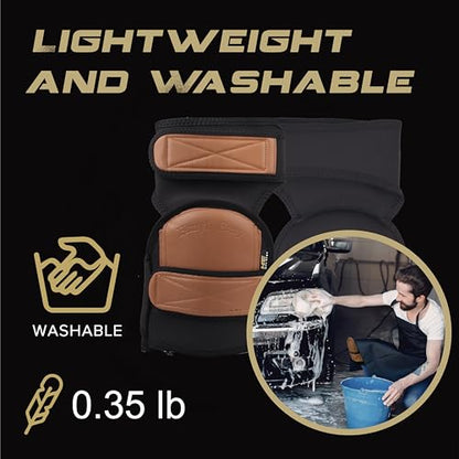 Super Soft Knee Pads for Work, Two Strap Non-Slip Design, Upgraded Replaceable Inner Cushion Leather Knee Pads for Construction, Gardening, Cleaning, Flooring and Garage, Shorts Available - size: Two straps