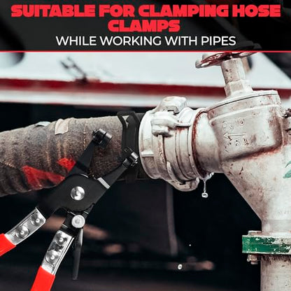 Radiator Hose Clamp Pliers Automotive - Hose Pliers Automotive Clip Removal Tool with Locking Mechanism - Carbon Steel Spring Clamp Tool for Car Repair, Plumbing and Removal of Clamps - color: Black & Red Hose Clamp Pliers