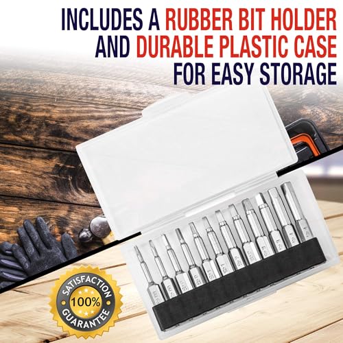 BAKER AND BOLT Robertson Square Drill Bit Set (PREMIUM Complete 12pc Set)/w Storage Case and Bit Holder -Hex Shank Magnetic Bit Set -THE GIFD COLLECTION -Fortified S2 Steel -Long 2in Heads for Drills - style: SQUARE