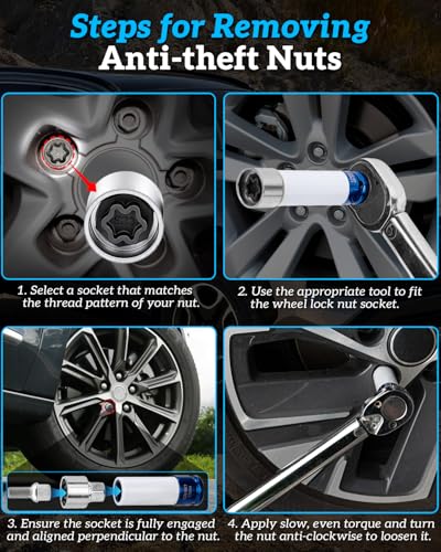 523 Locking Lug Nut Removal Tool Compatible with Volkswagen | Wheel Lock Key for VW VAG , Anti Theft Wheel Socket, Quick Removal Of Locking Lug Nuts - style: 523 universal lug nut lock key remover