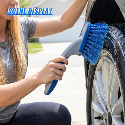 Craedli Wheel and Tire Brush for Car Detailing, Scratch-Free Tire Rim Cleaner Car Short Handle Scrub Brush, Ergonomic Auto Wash Cleaning Supplies for Truck SUV Motorcycle(1PC) - size: 1PC