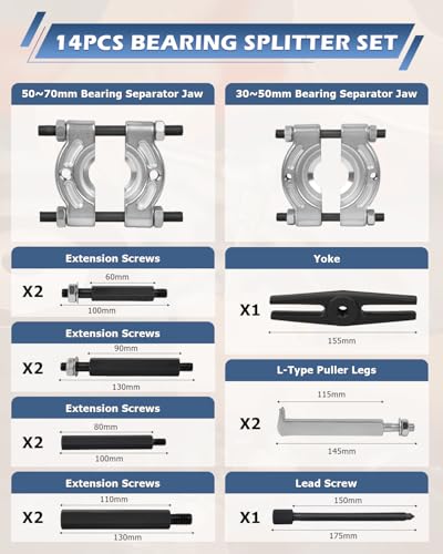 DAYUAN 52 in 1 Custom Bushing Driver Set - Bundle with - 14pcs Bearing Separator Puller Set