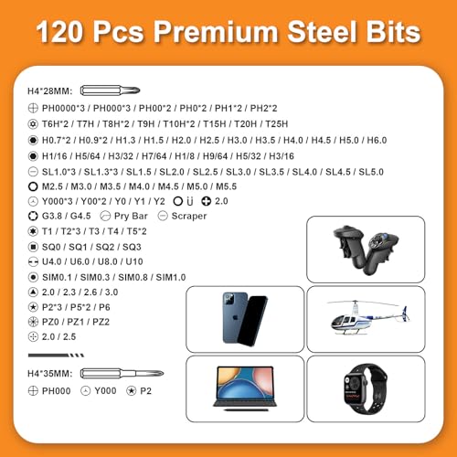 Precision Screwdriver Set 130 in 1 Small Magnetic Torx Screwdriver Set with Case, Tool Gifts Electronic Repair Tool Kit for Computer, Laptop, Eyeglasses, Game Controller, Watch Repair Tools - color: Orange