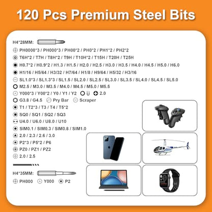 Precision Screwdriver Set 130 in 1 Small Magnetic Torx Screwdriver Set with Case, Tool Gifts Electronic Repair Tool Kit for Computer, Laptop, Eyeglasses, Game Controller, Watch Repair Tools - color: Orange