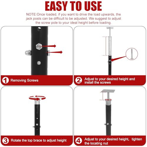 4 Pack 18-33.5 Inch Adjustable House Floor Jacks, Heavy Duty, 2 Ton Each | Crawl Space Jack Posts Provide Temporary Support for Floor Leveling, Beam Repair and RV Steps; Includes Adjustment Wrench - size: 18-33.5 inch