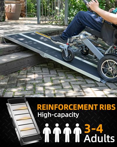 VNN Portable Wheelchair Ramp 6FT, Seamless Non-Slip Aluminum Ramps for Wheelchairs for Home, Handicap Wheelchair Ramps for Home Steps, Aluminum Loading Dock Plates, Doorways - size: 6FT (Usable height 6-18 inch)