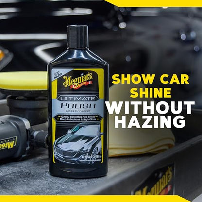 Meguiar’s Ultimate Polish – High-Gloss Polish for a Show Car Shine – Permanently Removes Light Swirls to Produce a Deep, Wet Reflection with a High Gloss Shine - Easy to Use, 16 Oz - size: 16 Fl Oz (Pack of 1), style: 16 Oz