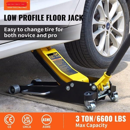 3 Ton Low Profile Garage Floor Jack, Aluminum & Steel Racing Jack, Dual Pump Quick Lift for Cars & Suvs Car Jack, Dual Pump Jack, Floor Jack, Hydraulic Garage Jack