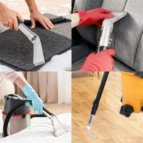 Universal Clear Wet Dry Vac Attachments, Compatible with Shop-VacBrand Extractor, Clear Squeegee Head for 1-1/4" 1-7/8" 2-1/2" Hoses, Carpet Cleaner and Car Detailing Kit with Steel Pipe and Adapters - style: 1set