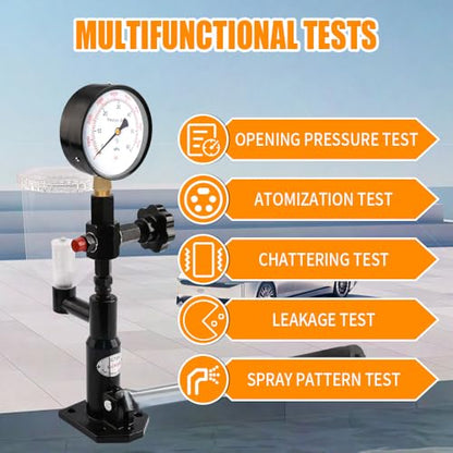 600Bar 8700PSI Diesel Fuel Injector Tester Kit, Diesel Injector Nozzle Tester for Adjust Injector Nozzle Pressure and Testing Diesel Injector Nozzle Pop Pressure Tester with Dual Scale Gauge