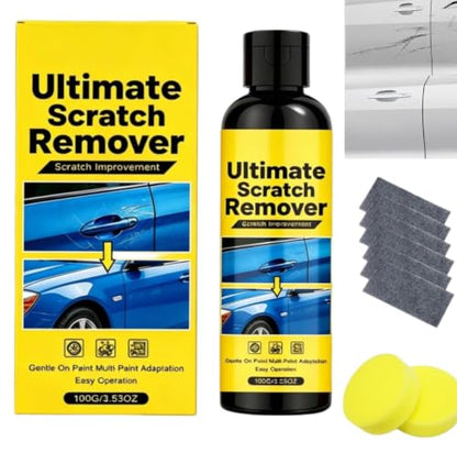 Car Scratch Remover Kit, Quick Fix Removal for Deep Scratches, All Paint Colors Polishing Compound for Cars, 100g/3.53oz (1 Set1 piece, 2 sponges, 6 nanocloths)