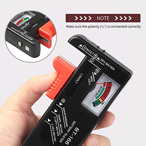 4Pcs Battery Tester for AA AAA C D 9V 1.5V Household Batteries | Universal Battery Tester Checker For Button Cell Model BT-168 Requires No Battery for Operating - color: 4Pcs