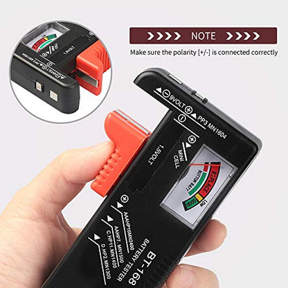 4Pcs Battery Tester for AA AAA C D 9V 1.5V Household Batteries | Universal Battery Tester Checker For Button Cell Model BT-168 Requires No Battery for Operating - color: 4Pcs