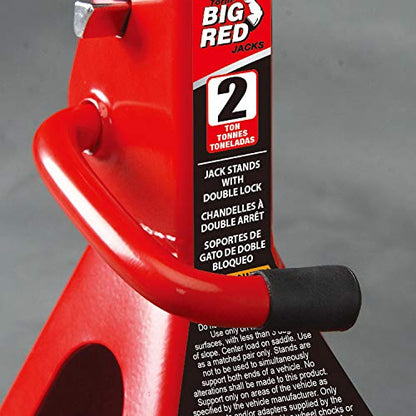 BIG RED T42002A Torin Steel Jack Stands: Double Locking, 2 Ton (4,000 lb) Capacity, Red, 1 Pair - size: 2 Ton, style: Double Locking