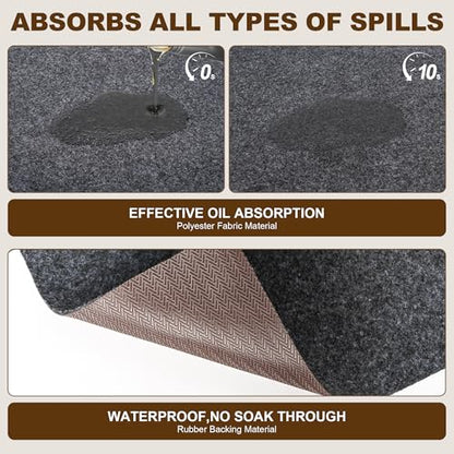 Non-Slip Garage Floor Mat, 17' x 7.4' Heavy Duty Under Car Parking Mat, Waterproof Oil Spill Containment Mat, Cuttable Reusable Garage Protector Mat for Concrete Floor