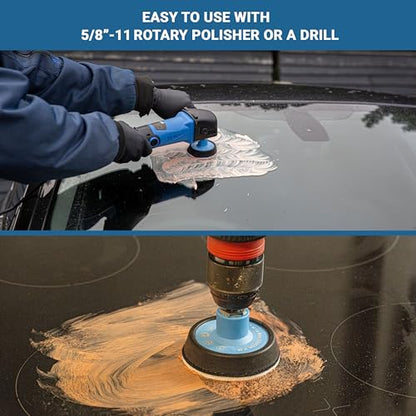 Glass Polish (3'') Glass Polishing Kit for Use with Electric Drill on All Glass Surfaces - GP21002