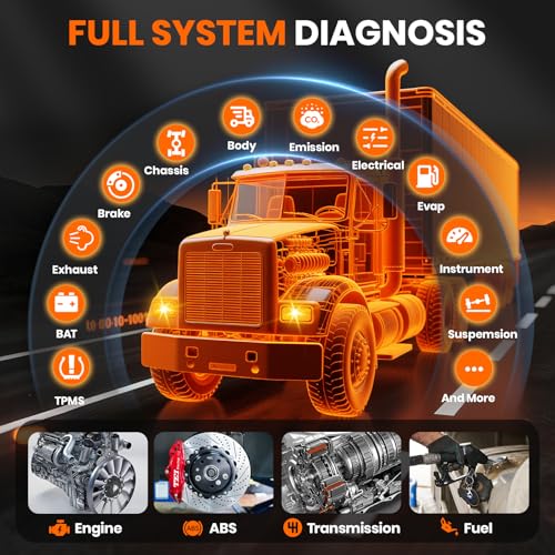 ANCEL V5HD PRO Heavy Duty Truck Scanner, Diesel Diagnostic Tool with DPF Regen & Bi-Directional Control, Full System Scan for Cummins Detroit Caterpillar Volvo Paccar, for Fleets & Truck Owners - style: V5HD PRO