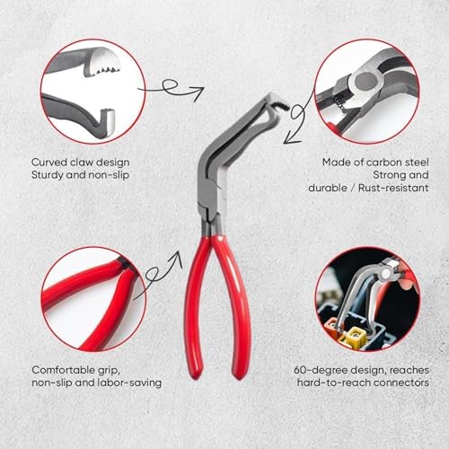 Automotive Electrical Disconnect Pliers Kit | Upgraded High-Carbon Steel, Connector Release Tool Set, Straight & Angled Pliers, Terminal Removal Tool - size: 4SET