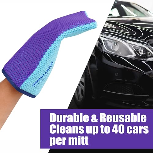 Auto Detailing Clay Bar Mitt, Detailing Clay Mitt for Paint, Glass, Wheels, Car’s Paint Claying, Paint Prep for Wax, Polish and Sealant (8.7in. x 5.7in, Purple)