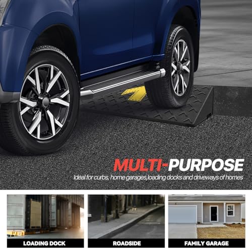 Rubber Curb Ramp 4.3" Rise Height, Arrow Patterned Sidewalk Curb Ramp for Forklift Truck Bus Car SUV, Driveway Curb Ramps for Low Profile Car, Threshold Bridge Ramp for Warehouse Garage - size: 4.3" Rise Arrow