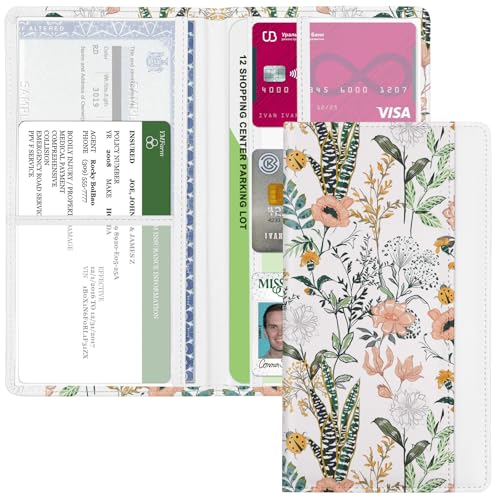 Car Registration and Insurance Holder, with Magnetic Closure for License, Cards and Documents, All Vehicle Needs and Car Accessories (Flower and Grass) - color: Flower and Grass