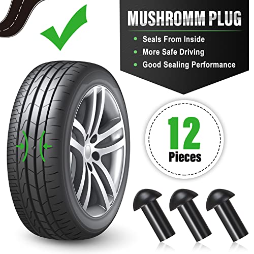 Landhoow 19 Pcs Tire Repair Kit Mushroom Plug Set, Heavy Duty Tubeless Tire Puncture Repair Tool Kit for Cars, Trucks, Motorcycles & ATV, Emergency Roadside Flat Fix Set with Portable Storage Pouch