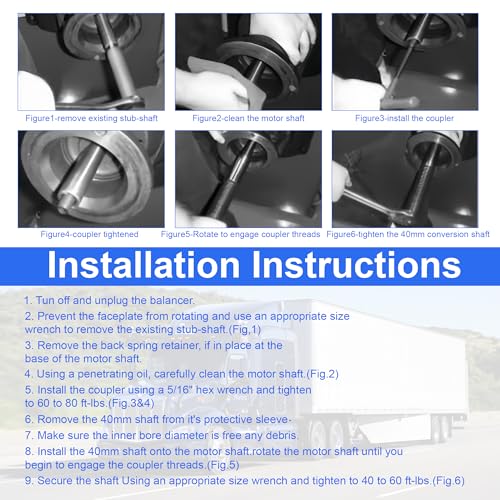 Coats Wheel Balancer 28mm to 40mm Shaft Conversion Complete Kit with Cones & Wing Nut for Coats 700, 800, 825, 850, 925, 950, 1000, 1025, 1050 & 1250