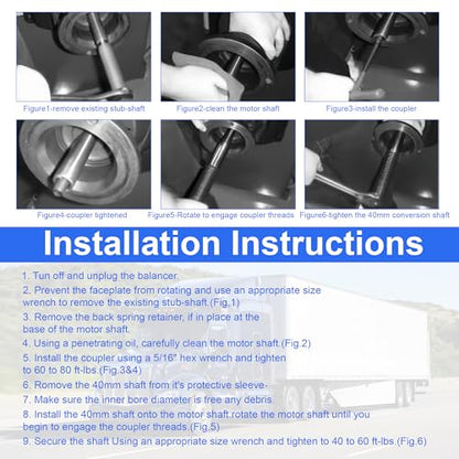 Coats Wheel Balancer 28mm to 40mm Shaft Conversion Complete Kit with Cones & Wing Nut for Coats 700, 800, 825, 850, 925, 950, 1000, 1025, 1050 & 1250