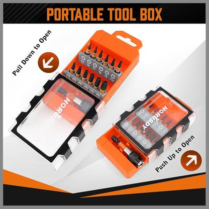 HORUSDY Tamper Proof Torx Bit Set, 13-Pieces T5-T40 Security Torx Bits with Magnetic Tips, Torque Star Bits with 2.1" Self-locking Quick Change and Storage Box, S2 Steel - style: New Version