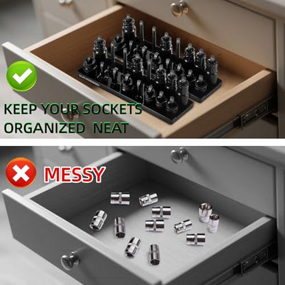 GURADESIGN 8PCS Socket Organizer Set, Socket Holder, 1/4", 3/8", 1/2" Metric & SAE Socket Tools Trays. - style: 8PCS Socket Organizer Tray Set