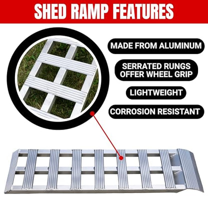 GEN-Y Hitch Aluminum Loading Ramps - Set of Two 40-Inch x 11-Inch Ramps for ATVs, Motorcycles, Mowers, Carts, and Sheds - 1,200 LBS. Combined Capacity with Serrated Rungs