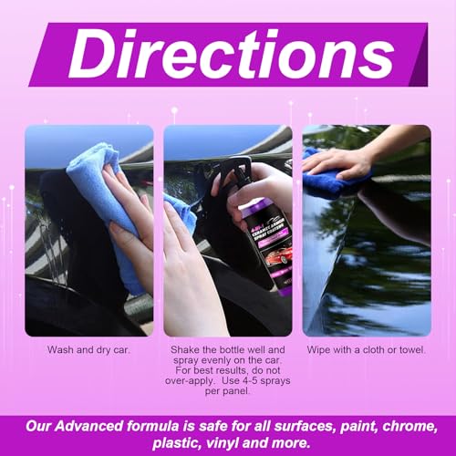 4-in-1 Ceramic Coating for Vehicles, Quick Shine Wax Formula with Water Beading Protection, Easy Wipe-On Detailing Solution for Glossy Smooth Finish, 3.38 Fl Oz