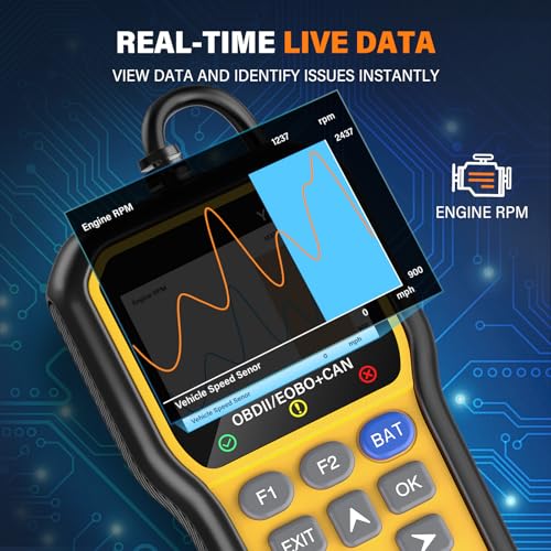 BluSon YM319 OBD2 Scanner Diagnostic Tool with Battery Tester, Check Engine Fault Code Reader with Live Data, Cloud Printing, DTC Lookup, Freeze Frame, Scan Tool for All OBDII Protocol Cars Since 1996 - color: Yellow