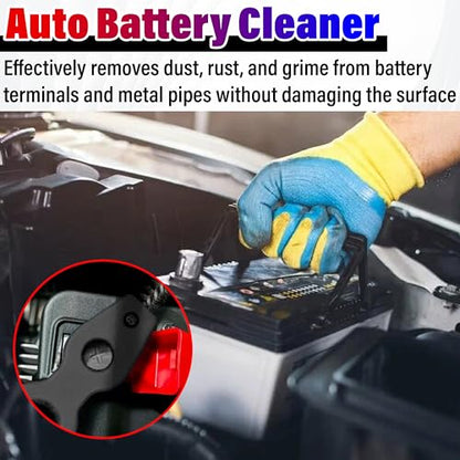 Car Battery Terminal Cleaning Brush,4 in 1 Auto Battery Cleaner (Black+Red) | Anti-Rust Battery Terminals Machine Parts Cleaning Tool with Steel Wire for Plumbing Installation Soldering Brazing - color: Black+red