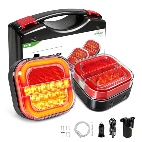Agrieyes Halo Wireless Trailer Lights, 2 Mounting Options Magnetic Trailer Light for Towing, Portable LED Tow Lights Kit for Trucks, Boat, RV - color: Bright Red