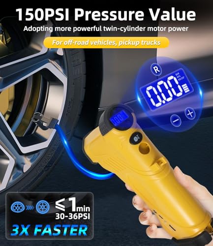 TopAutoGear 150PSI Tire Inflator Portable Air Compressor, 12V/20V Dual Power, USB Output, Ideal Air Pump for Car Tires, Off-Road, Truck, Motorcycle, Ball Sports