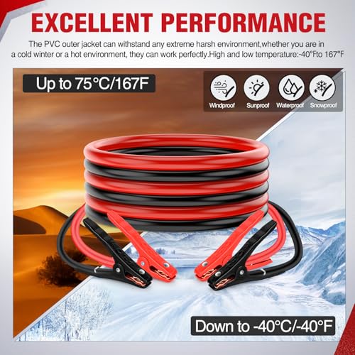 Nilight Jumper Cables for Car Battery 8 Gauge 12 FT Booster Cable Heavy Duty 250 A CCA with Carrying Bag Jump Start Emergency Kit Pickup Vans SUV Sedan Motorcycle - size: 8 Guage 12 FT