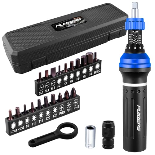 25-Piece Inch Pound Torque Screwdriver Set 1/4 Drive,10-80 In.lb Torque Screwdriver for Gunsmithing,Electronics, Bikes, Motorcycles & DIY Projects - size: 1/4" 10-80 LB.IN