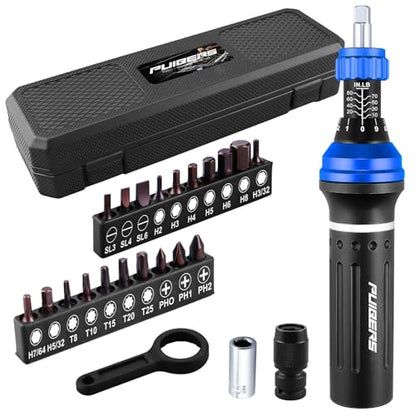 25-Piece Inch Pound Torque Screwdriver Set 1/4 Drive,10-80 In.lb Torque Screwdriver for Gunsmithing,Electronics, Bikes, Motorcycles & DIY Projects - size: 1/4" 10-80 LB.IN