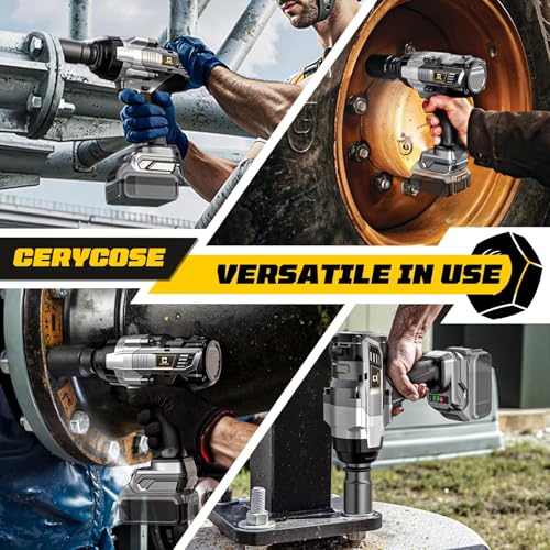 Cordless Impact Wrench 3/4 inch compatible with Dewalt 20V Battery, Cerycose1850ft-lbs (2500N.m) Brushless Electric Impact Gun, High Torque Impact Driver, Bare Tool Only, Heavy-Duty Automotive - size: 3/4inch, style: 3/4 inch Fit for DeWalt(No battery)