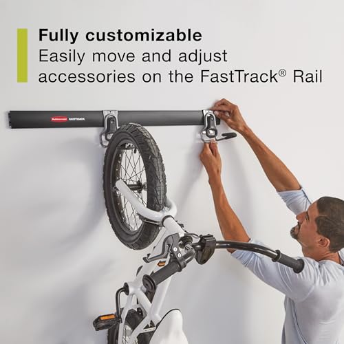 Rubbermaid FastTrack Garage Storage System Tool Hanging Kit, Wall Mount Holder for Garden Lawn Tools/Garage/Home Organization - size: 2 Rails, 4 Hooks