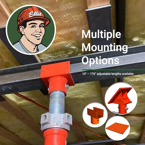 ELLIS Heavy-Duty Adjustable Steel Shore - Basement House Jack for Floor Leveling, Foundation, Beams & Concrete Bracing - 40,000 lb Capacity, 31"-56" Adjustable Support - size: 31" - 56" Adj. Safe Load Capacity (40,000 lb)