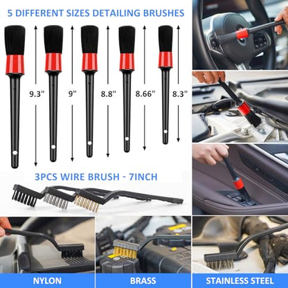 44Pcs Car Wash Detailing Kit Cleaning Kits with Foam Gun Sprayer Wash Mop with Long Handle Collapsible Bucket Large Wash Mitt Towels Complete Interior Exterior Car Washing Supply Set Blue - color: Blue
