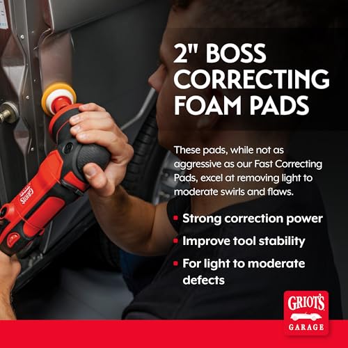 Griot's Garage 2" BOSS Correcting Foam Pads for Car Polishing, Buffing, Detailing and Light to Moderate Auto Paint Correction, Durable, Machine-Washable, Pack of 4 - size: 2" Pads (Set of 4)