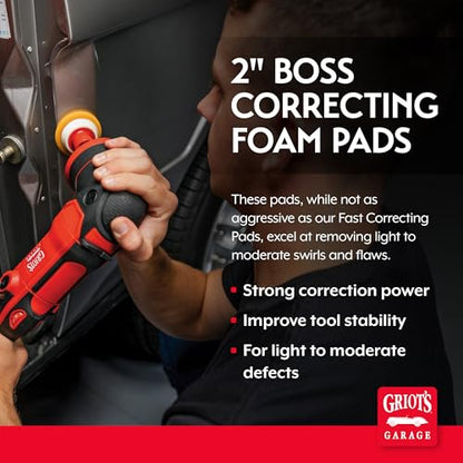 Griot's Garage 2" BOSS Correcting Foam Pads for Car Polishing, Buffing, Detailing and Light to Moderate Auto Paint Correction, Durable, Machine-Washable, Pack of 4 - size: 2" Pads (Set of 4)